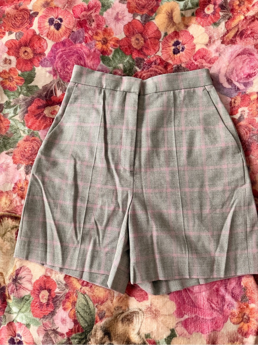 Reiss Marina Pink & Grey Checkered Dressy Lined Shorts Size US 4 NEW